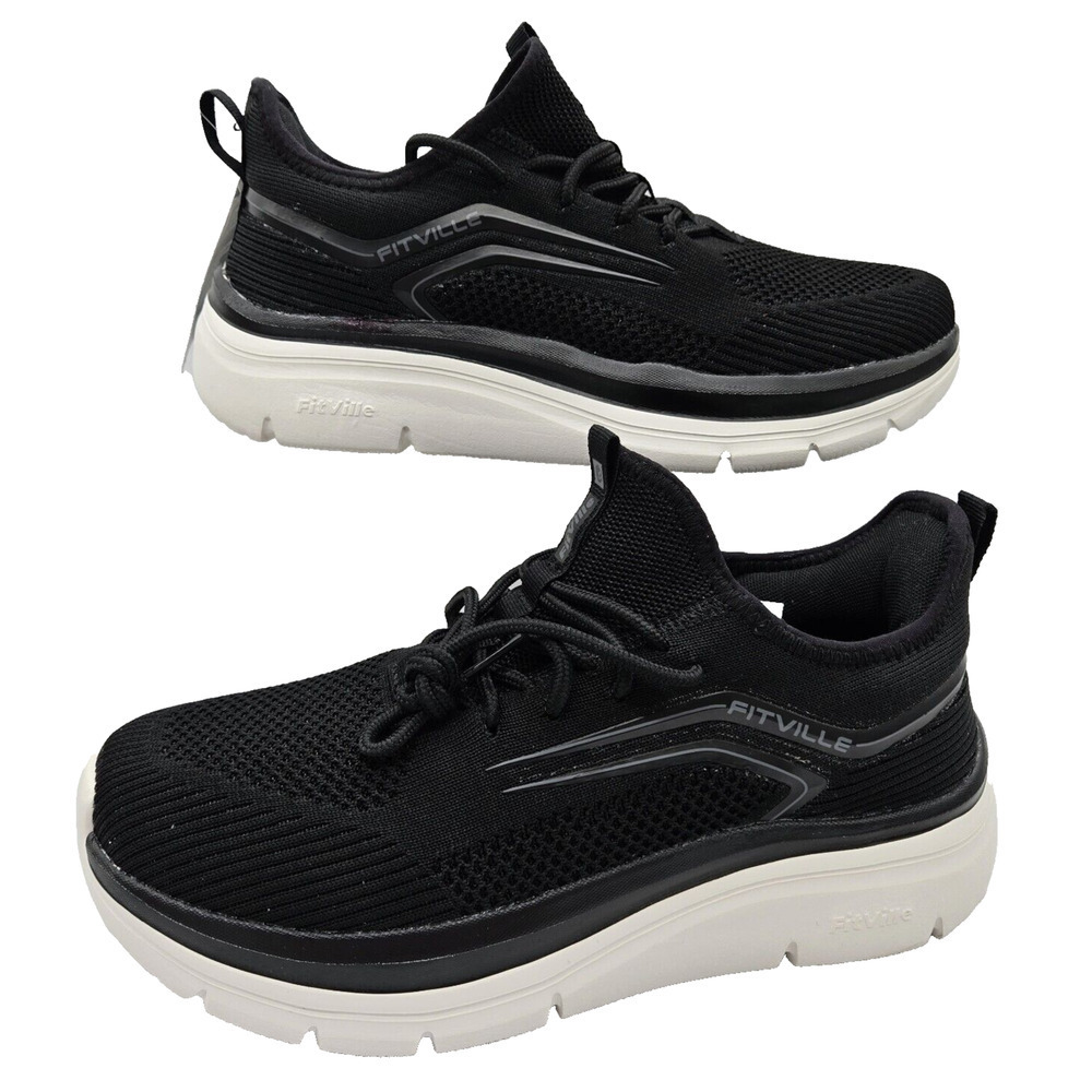 FitVille Men Walking Shoes Max Cushioning Lightweight Casual Sneakers Size 8 M